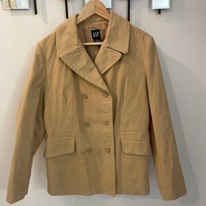 Gap double breasted tan soft cotton flannel chamois lined pea coat EUC size L